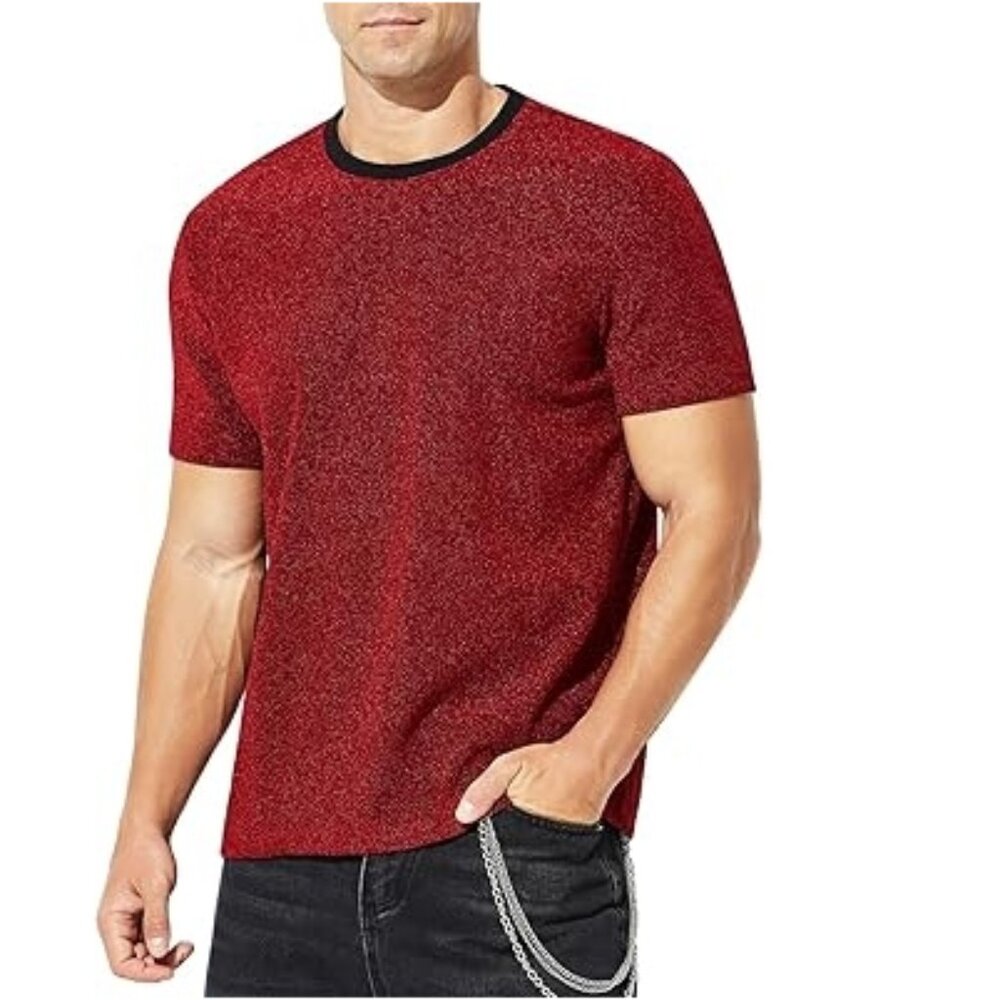 Arjen Kroos Sparkle Disco Party T-Shirt Glitter Stage Comfort Lining Clubbing XL